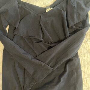We The Free Black Top with Unique Tag Detail